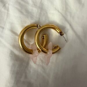 Brinker + Eliza Gold Earrings with Pink Accents